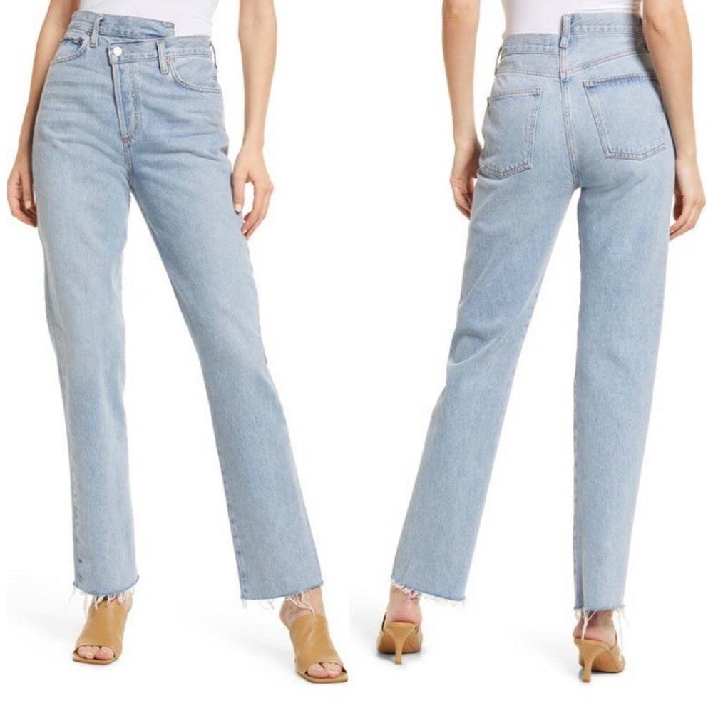AGOLDE Criss Cross Non-stretch Denim High Rise Organic Cotton Jeans Size 29 NWT